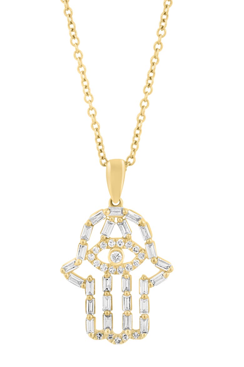 Diamond Hamsa Pendant Necklace, Alternate, color, GOLD