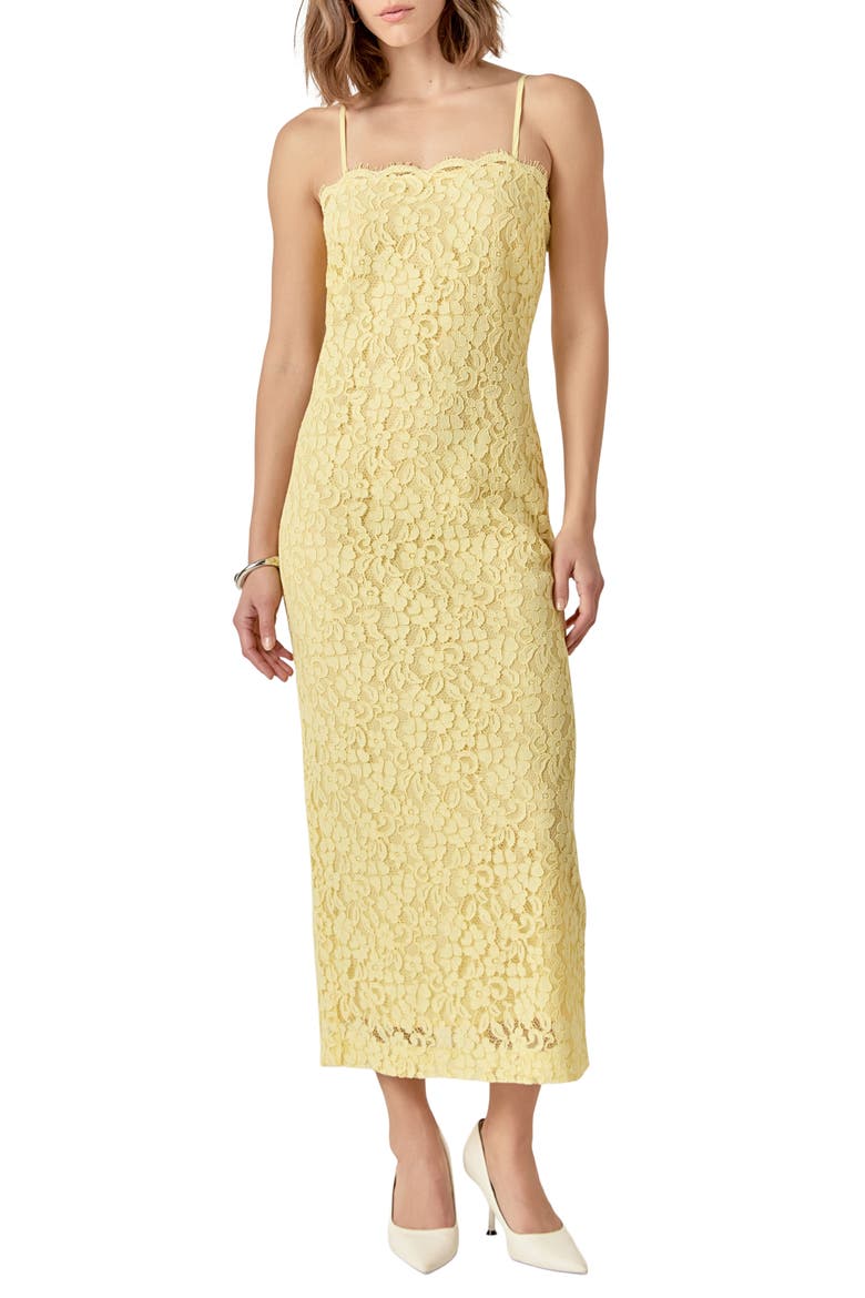 Lacy Column Dress, Main, color, BUTTER