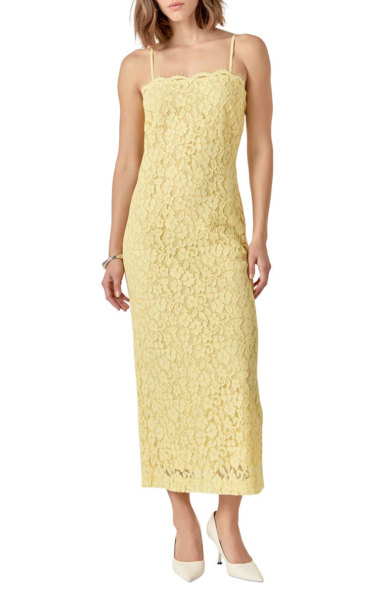 Endless Rose Lacy Column Dress, Main, color, Butter