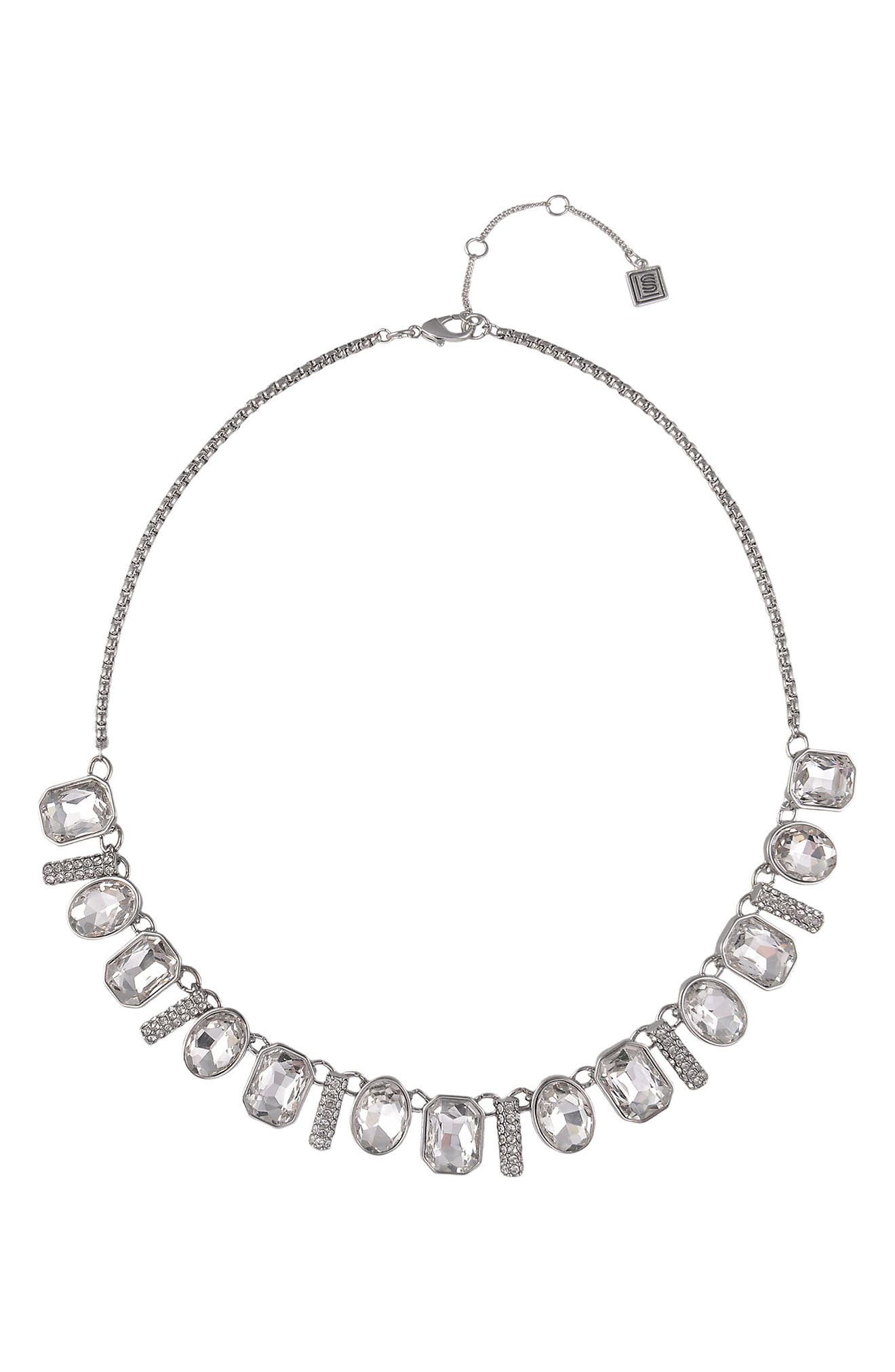 Laundry by Shelli Segal Oval & Square Crystal Necklace