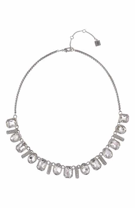 Laundry by Shelli Segal Oval & Square Crystal Necklace