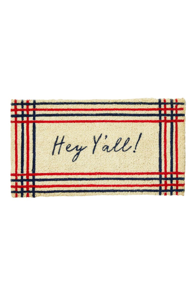 Hey Yall Coir Door Mat - Everyday Welcome Multi-Color Rug, Main, color, Beige
