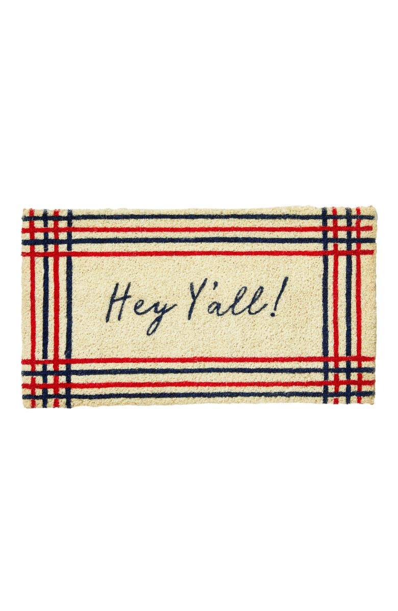 tag Hey Yall Coir Door Mat - Everyday Welcome Multi-Color Rug, Main, color, Beige