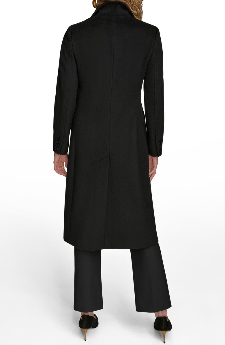 Donna Karan New York Tailored Double Breasted Wool Blend Coat, Alternate, color, Ebony