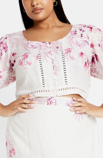 City Chic Isabella Crop Top In Multi