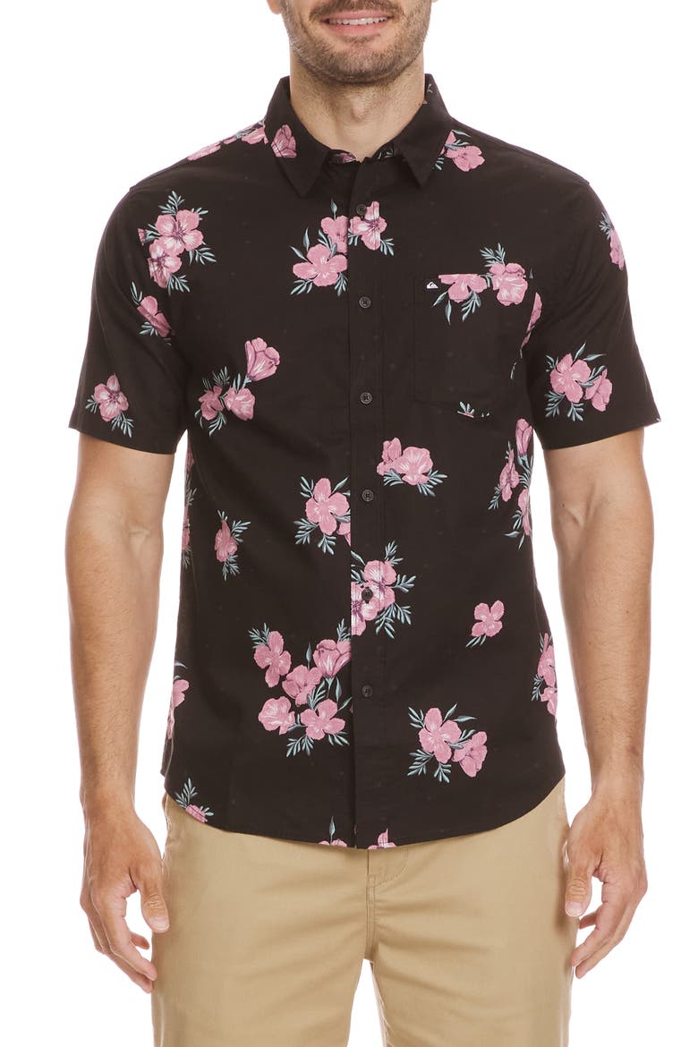 Habitats Classic Short Sleeve Button-Up Shirt, Main, color, BLACK