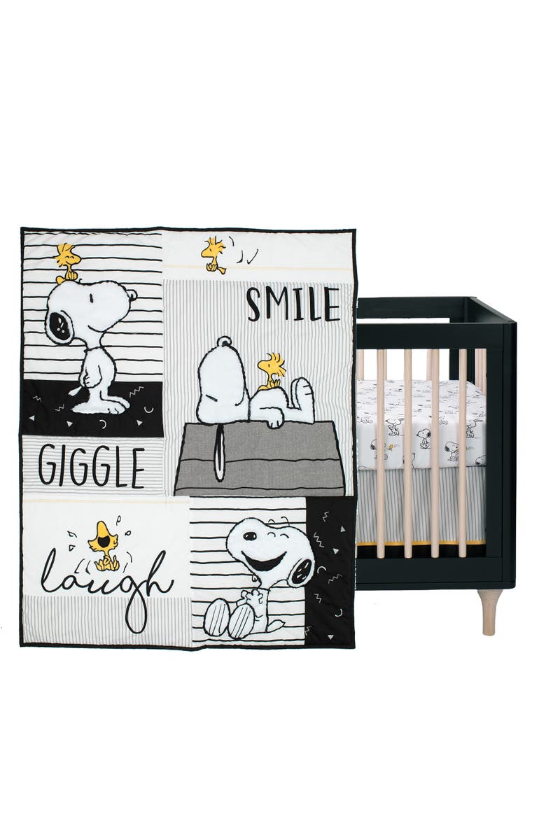 Classic Snoopy 3-Piece Baby Crib Bedding Set, Main, color, White