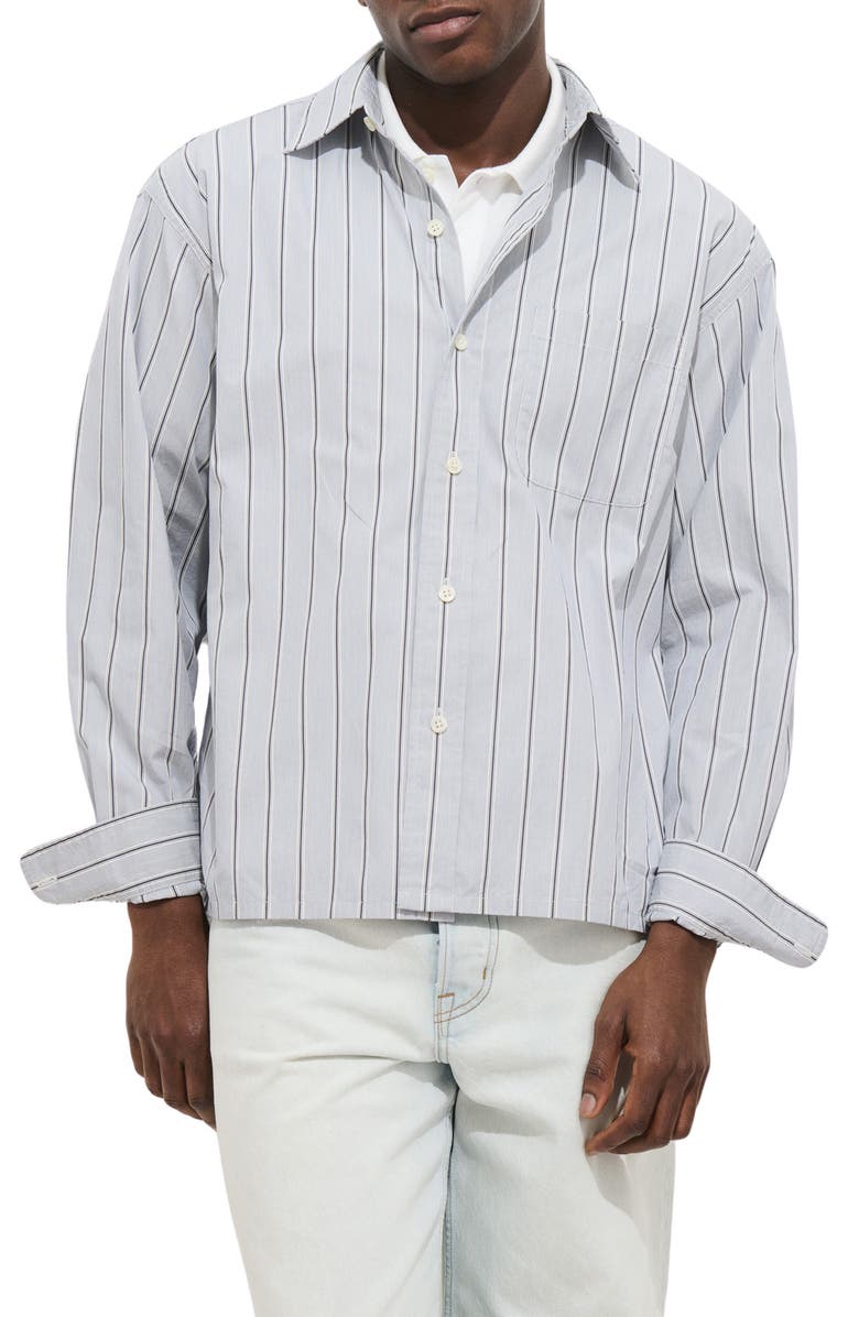 Alex Mill Franklin Loose Fit Stripe Cotton Button-Up Shirt, Main, color, Ivory/ Blue