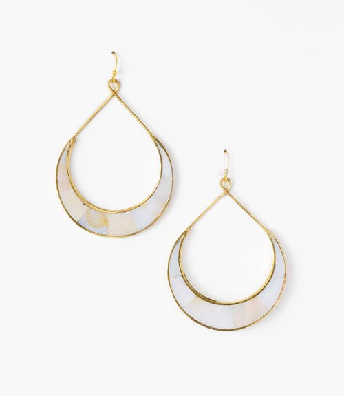 Matr Boomie Rajani Crescent Mother Of Pearl Hoop Earrings In Gold