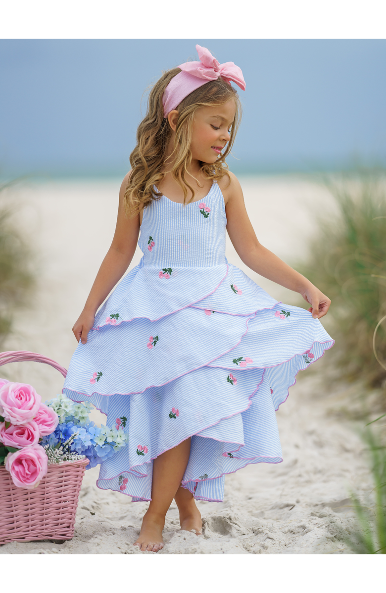 Mia Belle Girls Pretty Petal Southern Belle Tiered Dress, Alternate, color, Blue