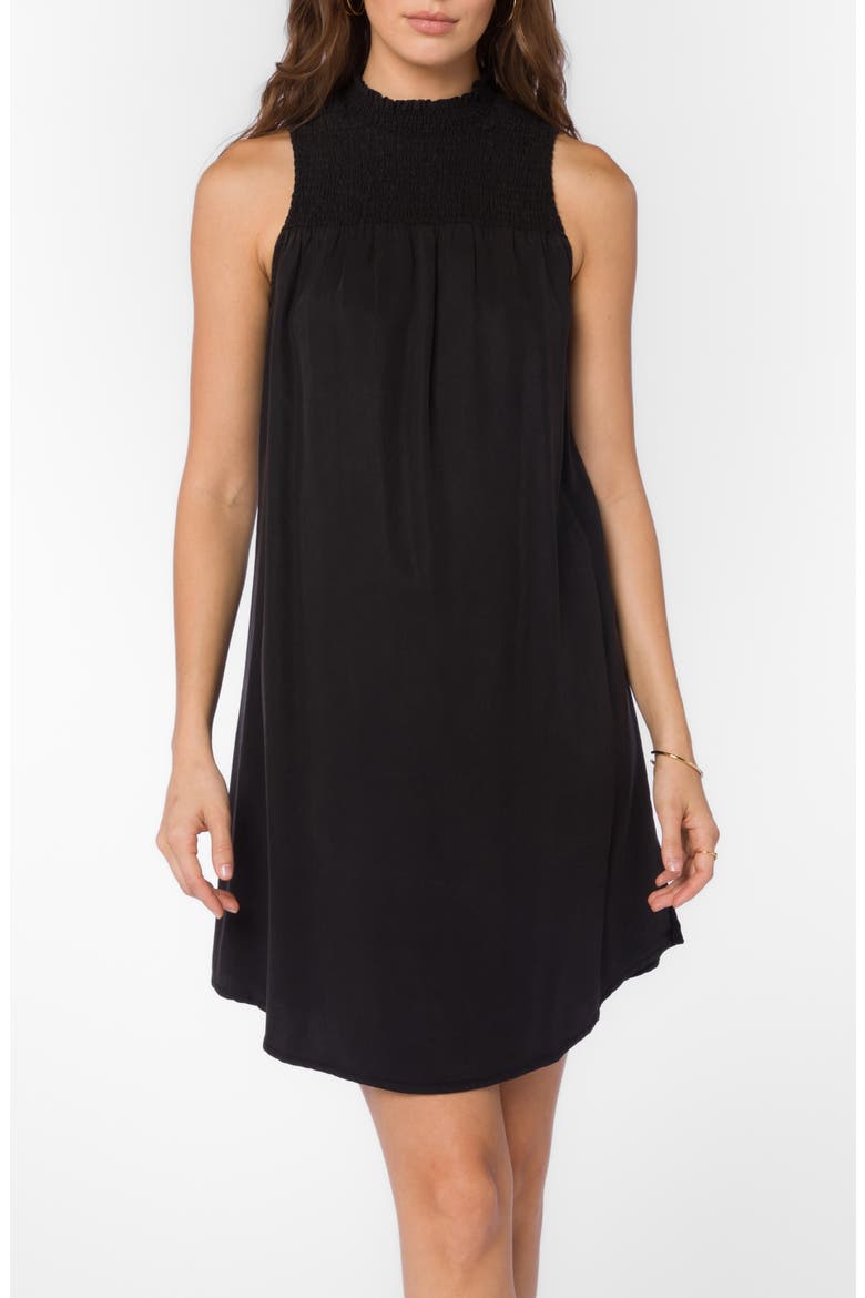 Smocked Sleeveless Shift Dress, Main, color, BLACK