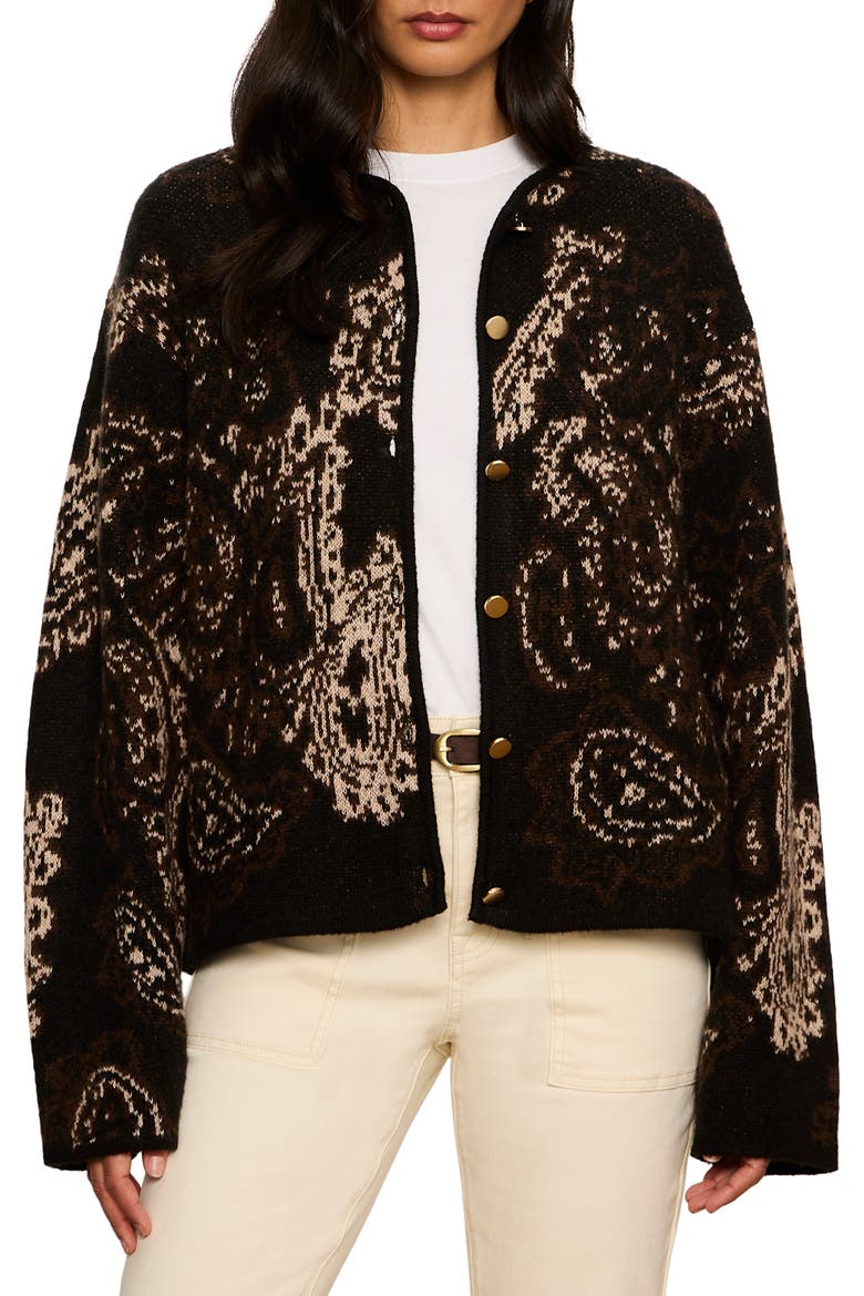 Jacquard Cardigan, Main, color, BLACK PAISLEY