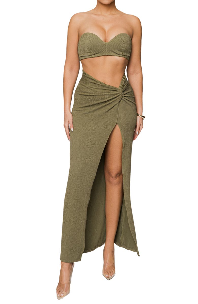 JLUXLABEL Deidra Draped Bra Top & Skirt Set, Alternate, color, Green