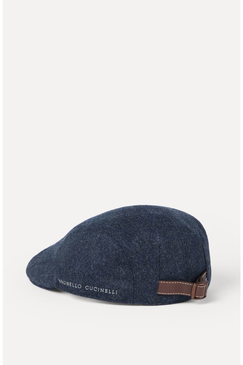Virgin wool flannel flat cap, Alternate, color, Night