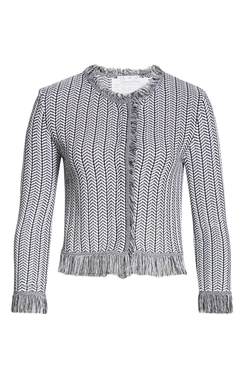 Oscar de la Renta Herringbone Knit Cardigan, Alternate, color, 