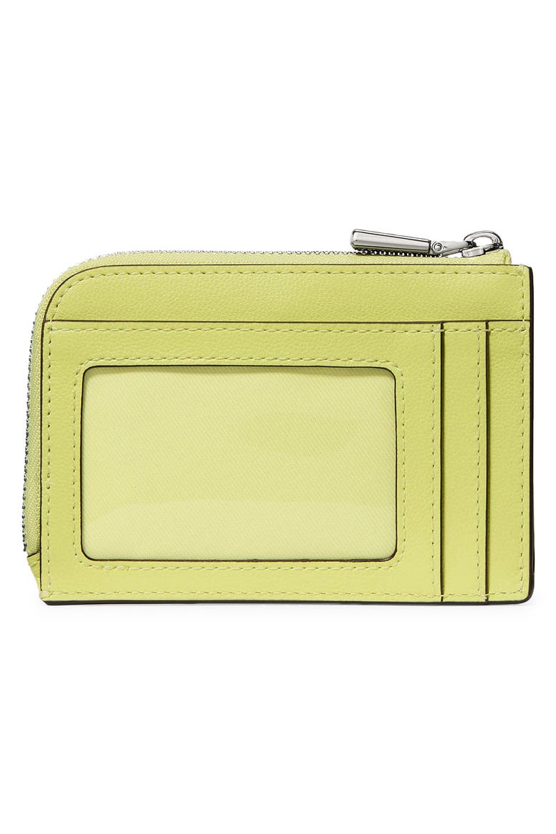 mini smooth leather zip card case, Alternate, color, BOSC PEAR