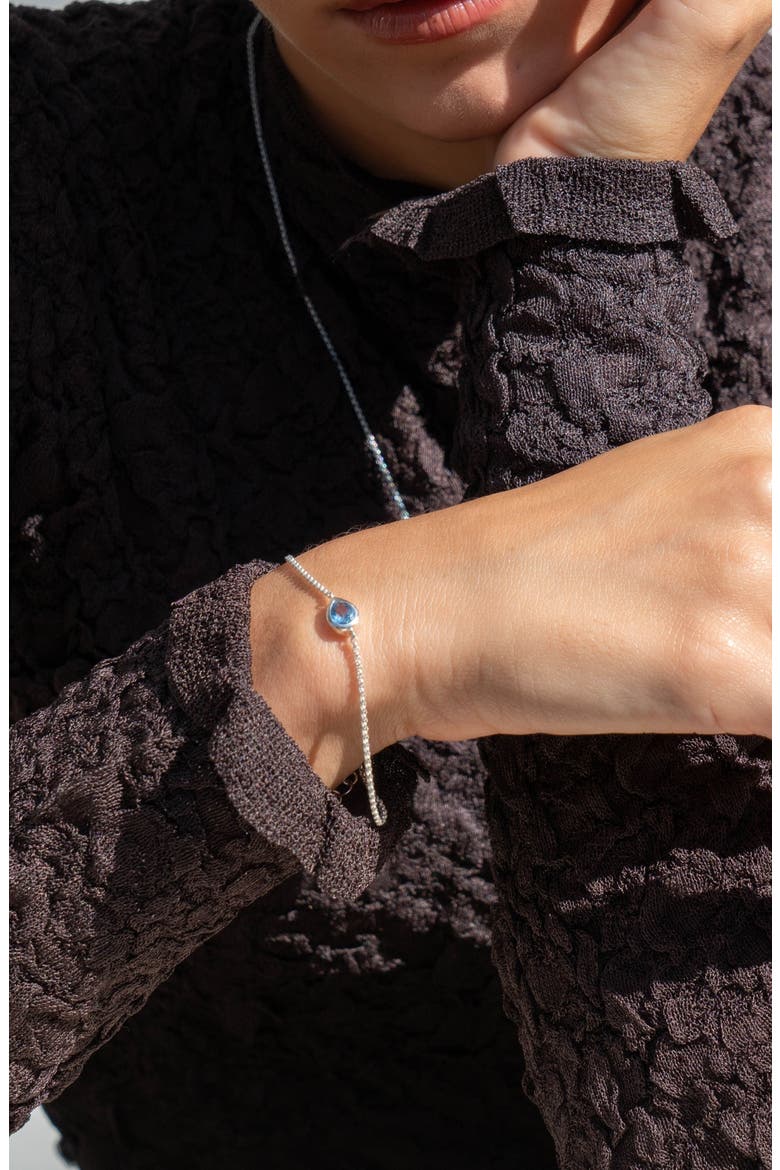 Blue Topaz Pear Chain Bracelet, Alternate, color, Sterling Silver