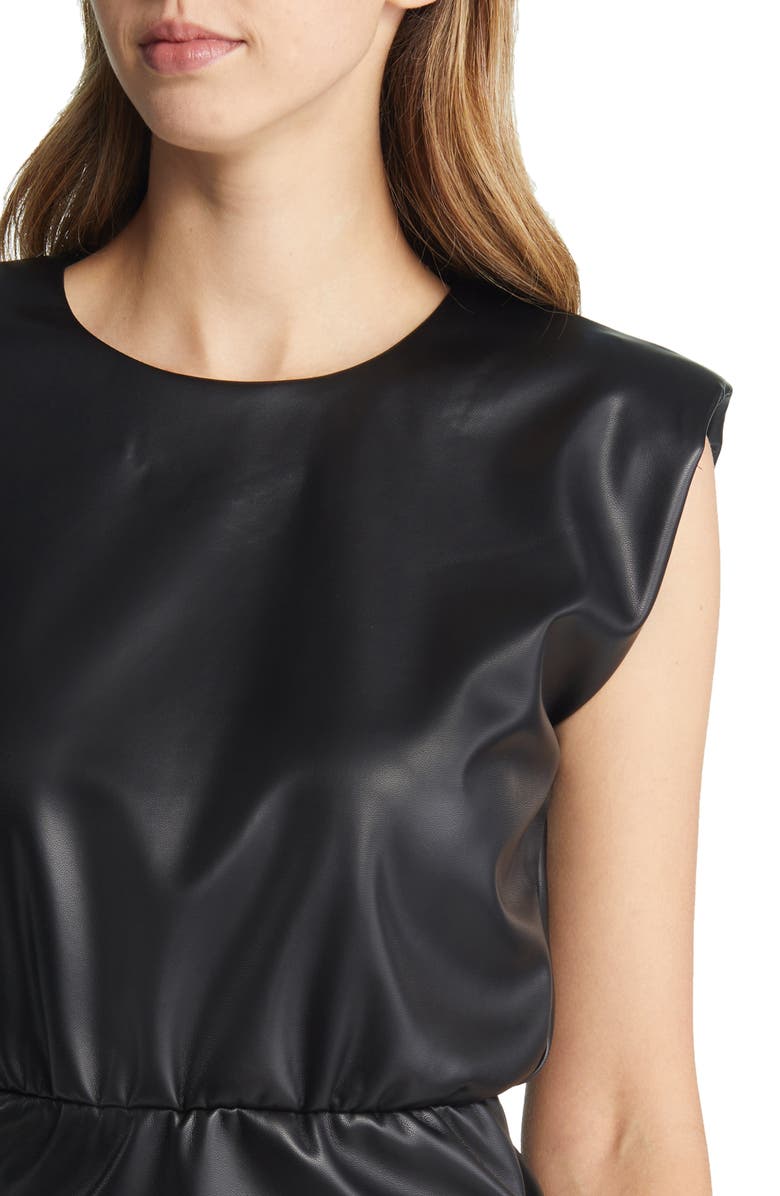 Fourteenth Place Elm Ruched Faux Leather Minidress, Alternate, color, 