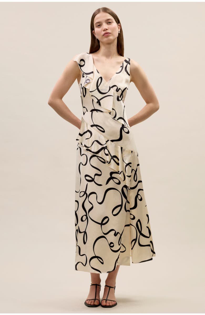 Rebecca Taylor Hollis Satin Ribbon Dress, Main, color, Ribbon Print