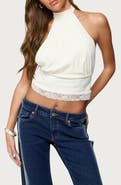 EDIKTED Sandra Lace Trim Halter Top