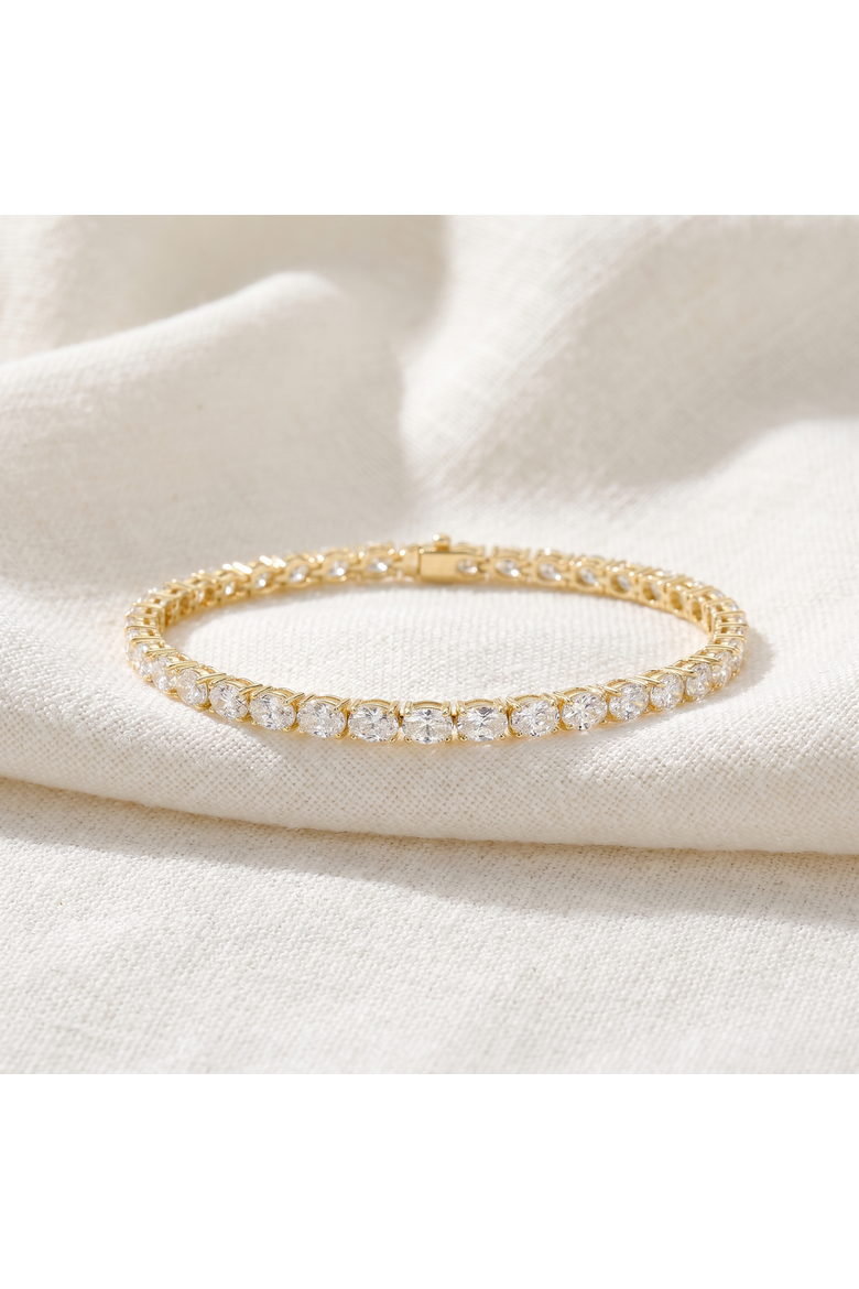 10.75Ct Oval Cut Diamond Tennis Bracelet 7" 14k Gold Lab Grown, Alternate, color, 14k Yellow Gold