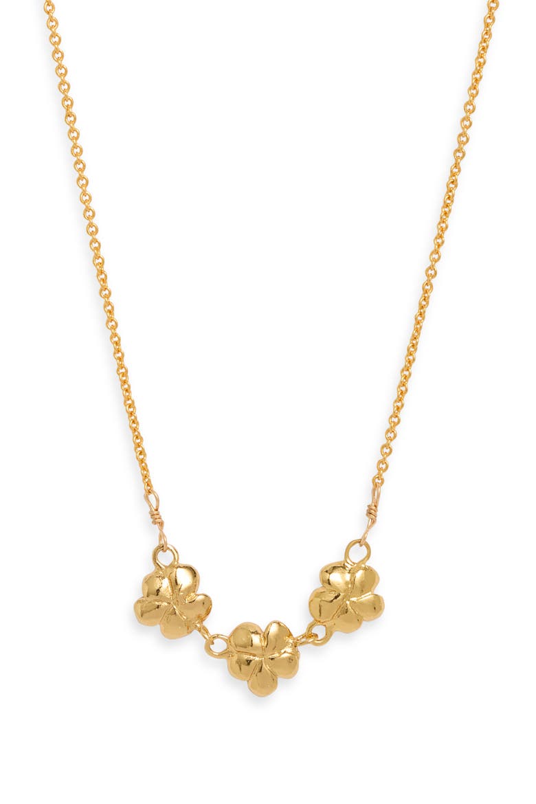 Melia Trio Flower Necklace, Main, color, GOLD