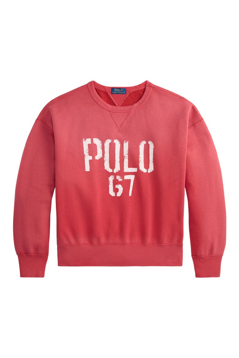 Vintage Fit Fleece Crewneck Sweatshirt, Alternate, color, SUNRISE RED