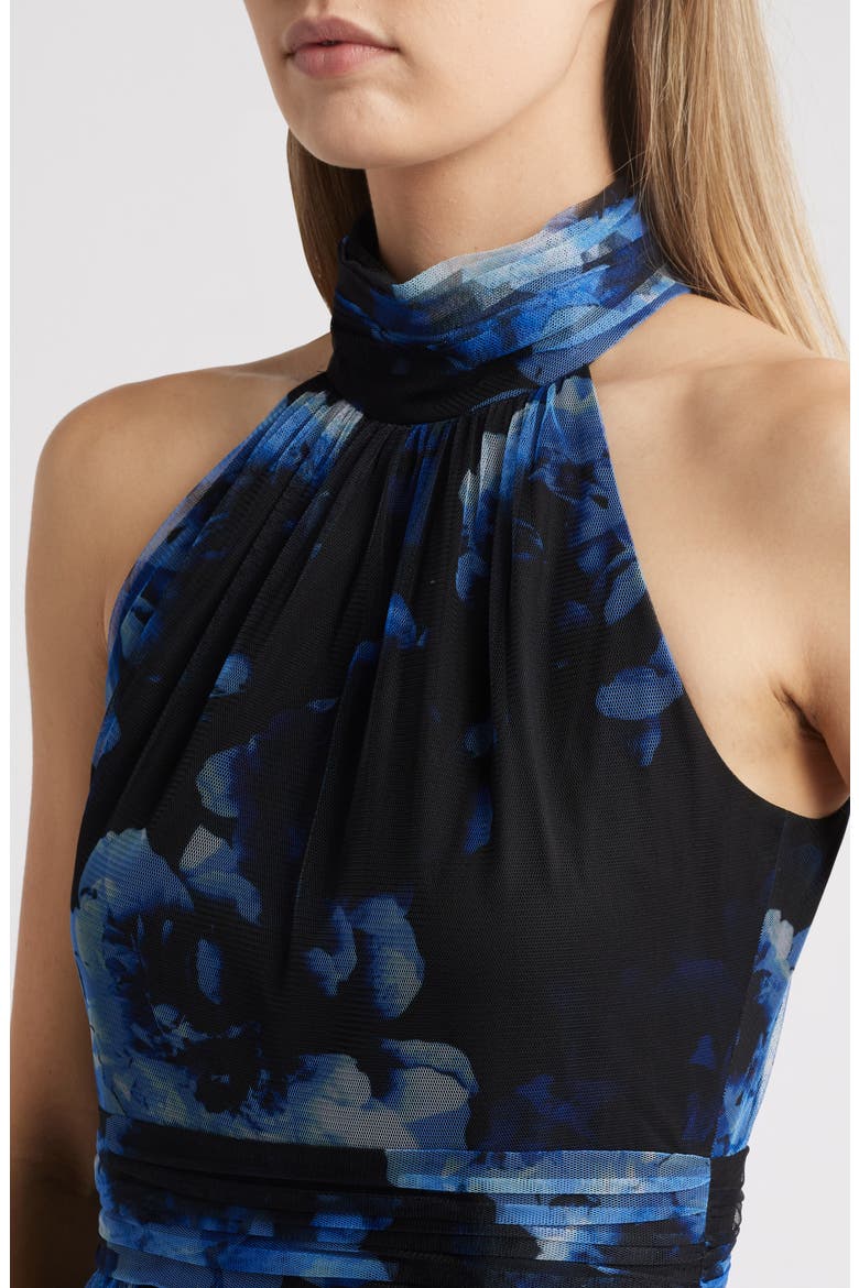 Floral Fit & Flare Ilusion Lace Midi Dress, Alternate, color, NAVY