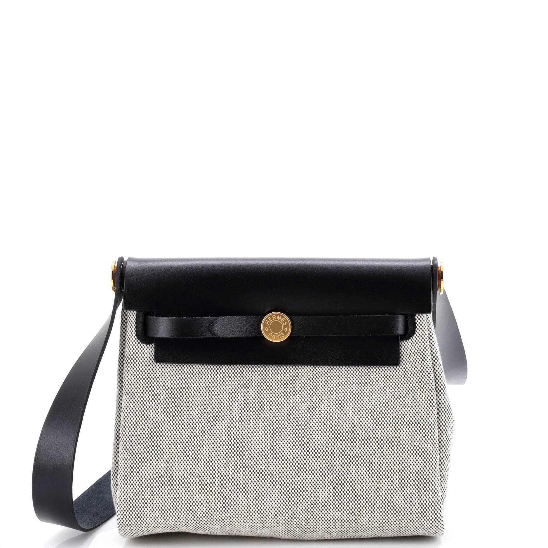 Pre-Owned Hermes Herbag Zip Toile and Leather 20, Main, color, Noir