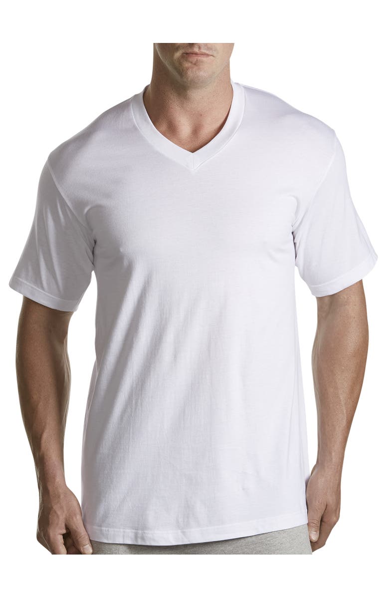 Harbor Bay by DXL 3-pk V-Neck T-Shirts, Main, color, White
