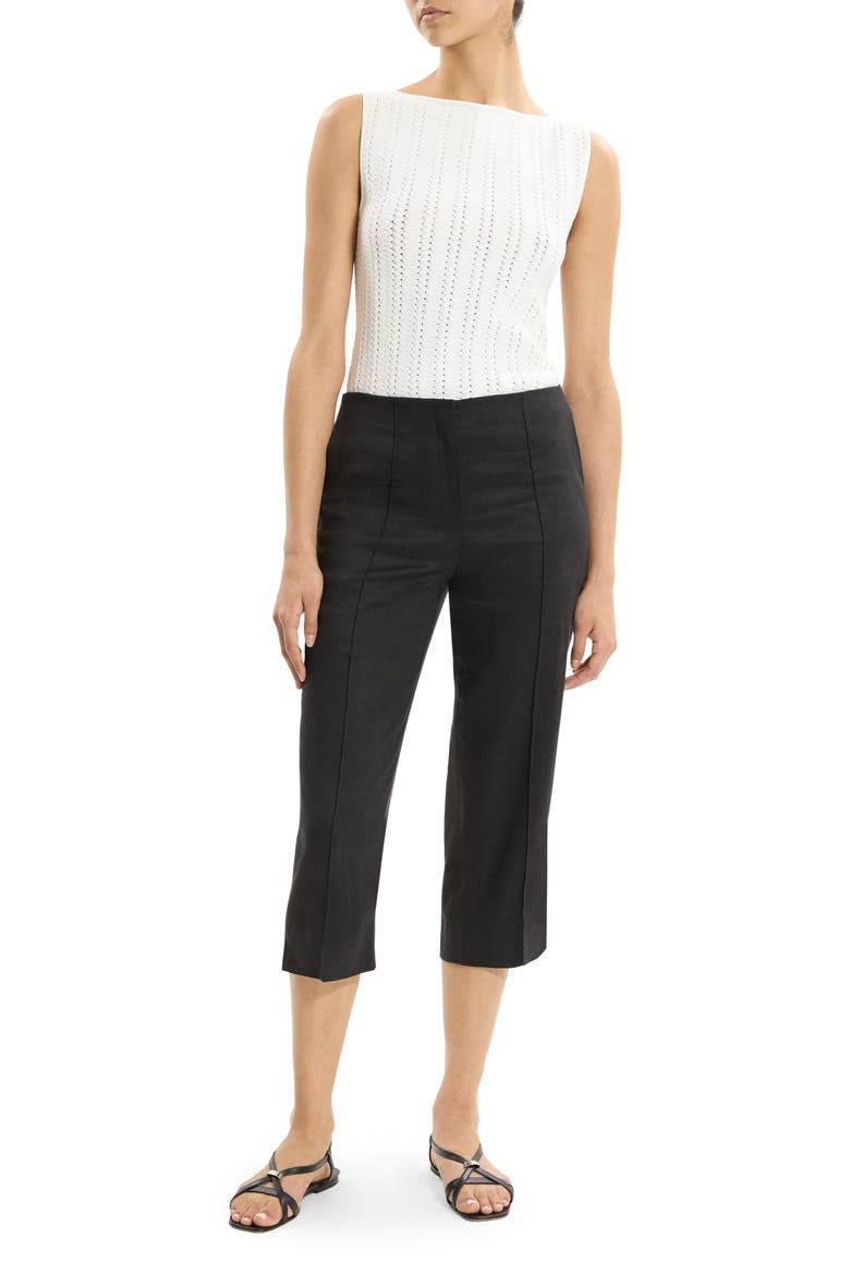 Slit Capri Pants, Alternate, color, BLACK