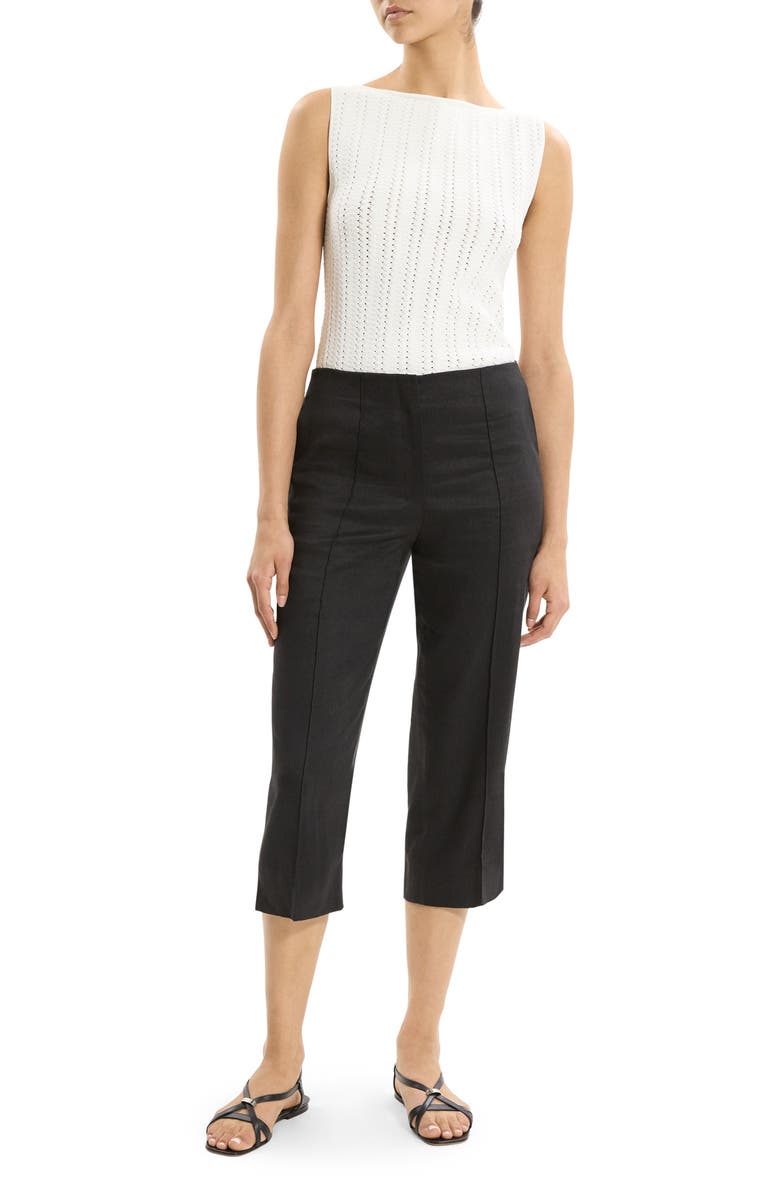 Theory Slit Capri Pants, Alternate, color, Black
