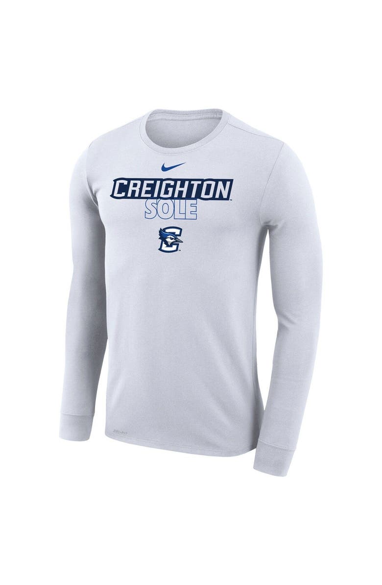 Nike White Creighton Bluejays 2023 On Court Bench Long Sleeve T-Shirt, Alternate, color, 