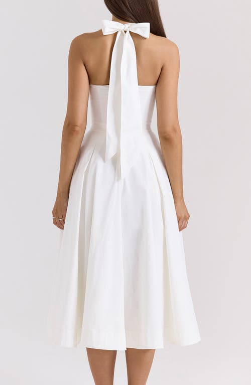 House Of Cb Allena Halter Stretch Cotton Midi Dress In White