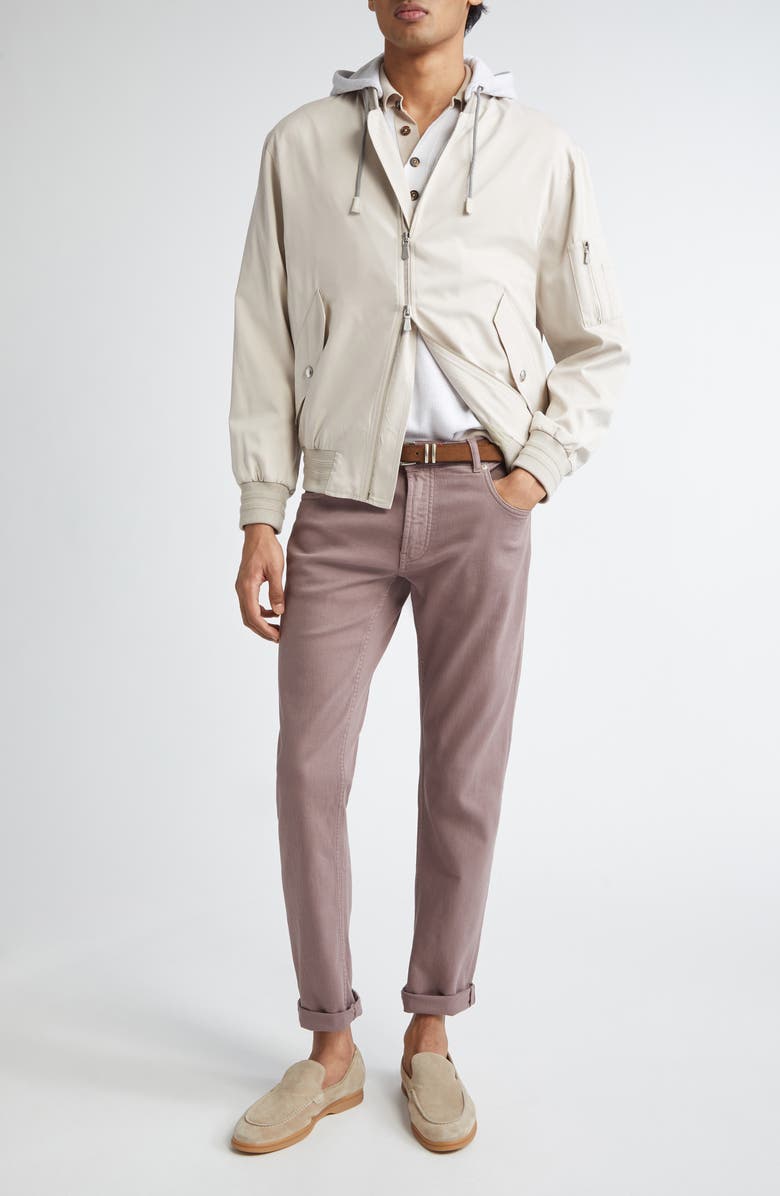 Eleventy Silk Hoodie Bomber Jacket, Alternate, color, Sand And Lt Grey