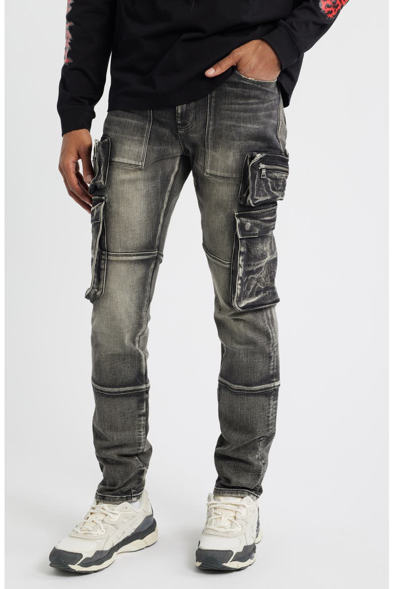 Slate Cargo Skinny Jeans, Main, color, ASH STORM