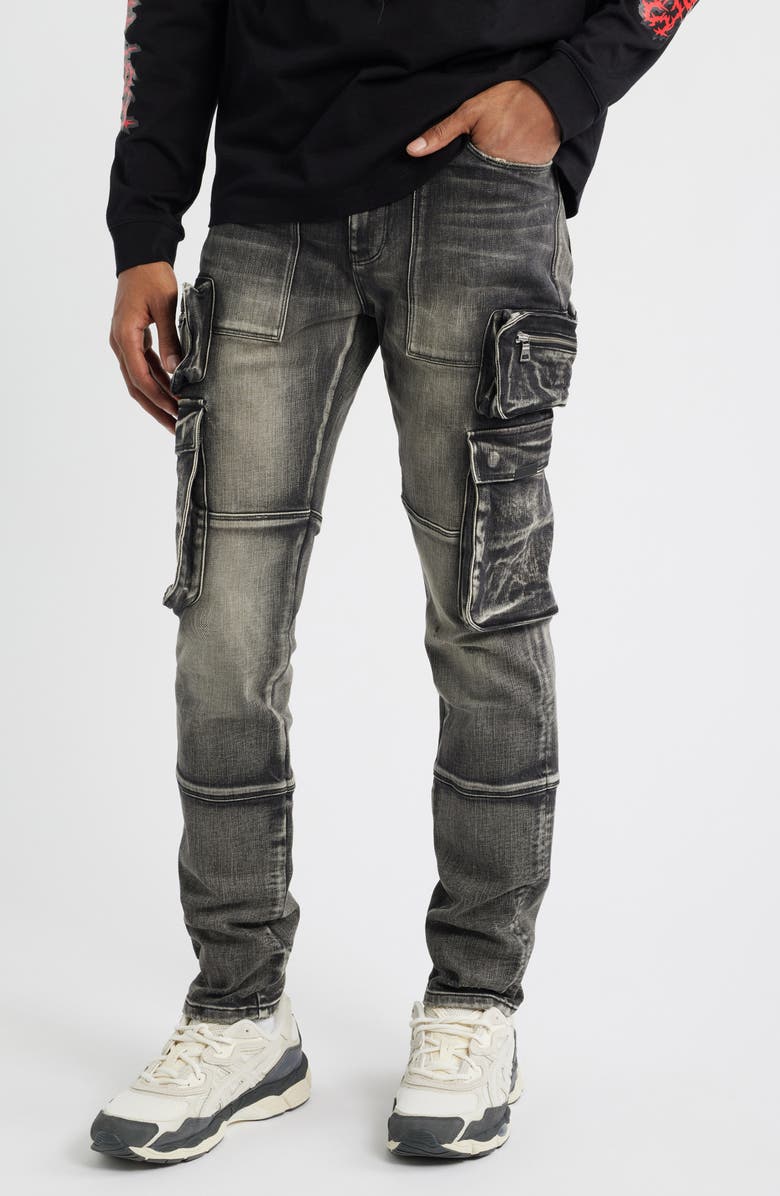 RtA Slate Cargo Skinny Jeans, Main, color, Ash Storm