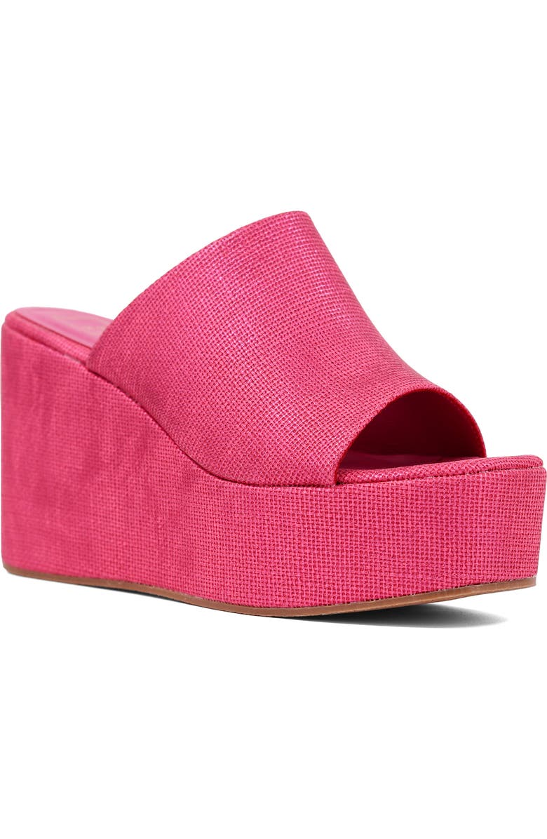 SHUSHOP Ilaria Platform Wedge Sandal, Main, color, Fuchsia Woven