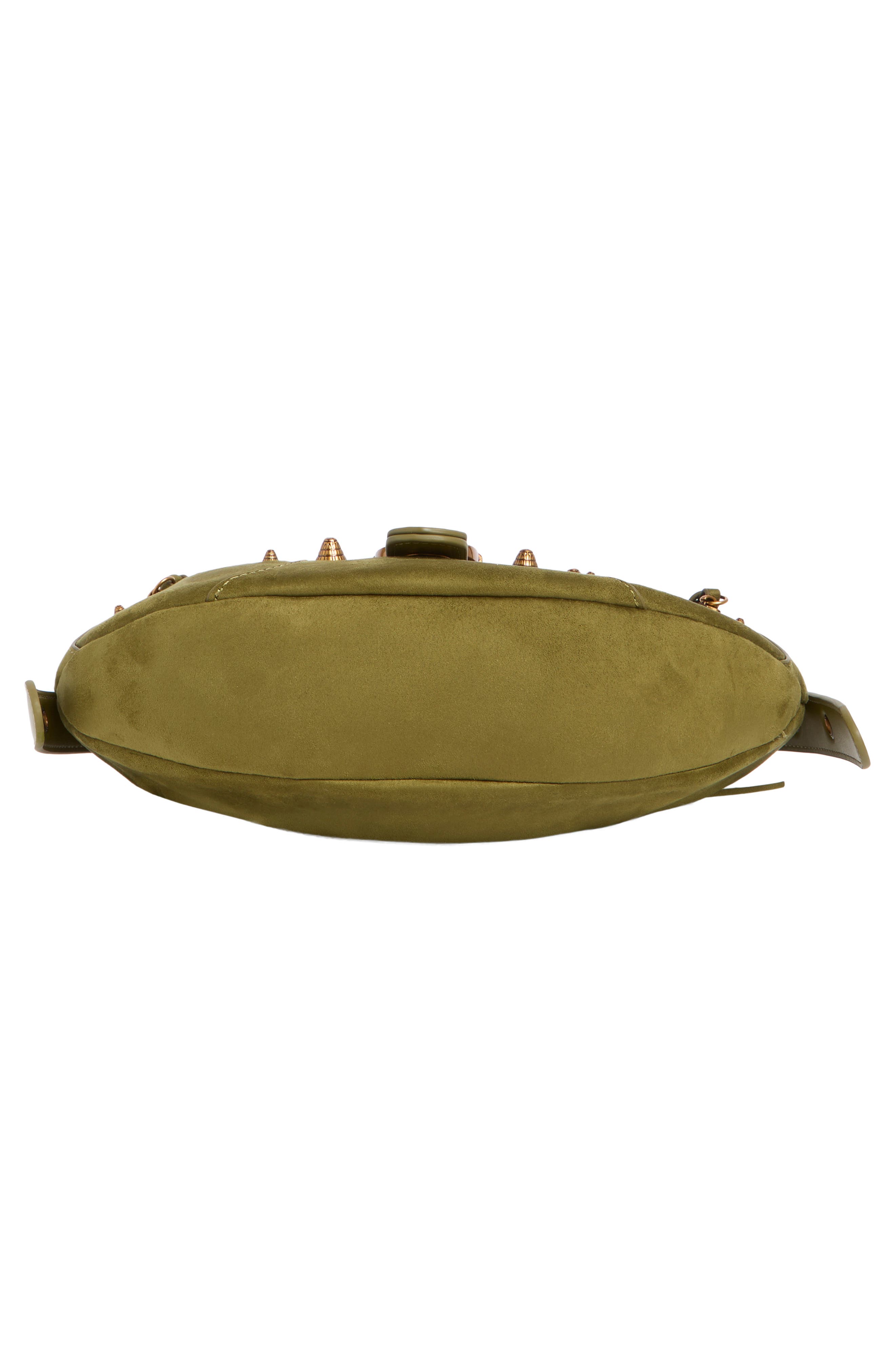 Tessa Suede Shoulder Bag, Alternate, color, DARK OLIVE