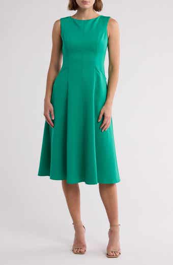 Donna Ricco Boat Neck Flare Dress
