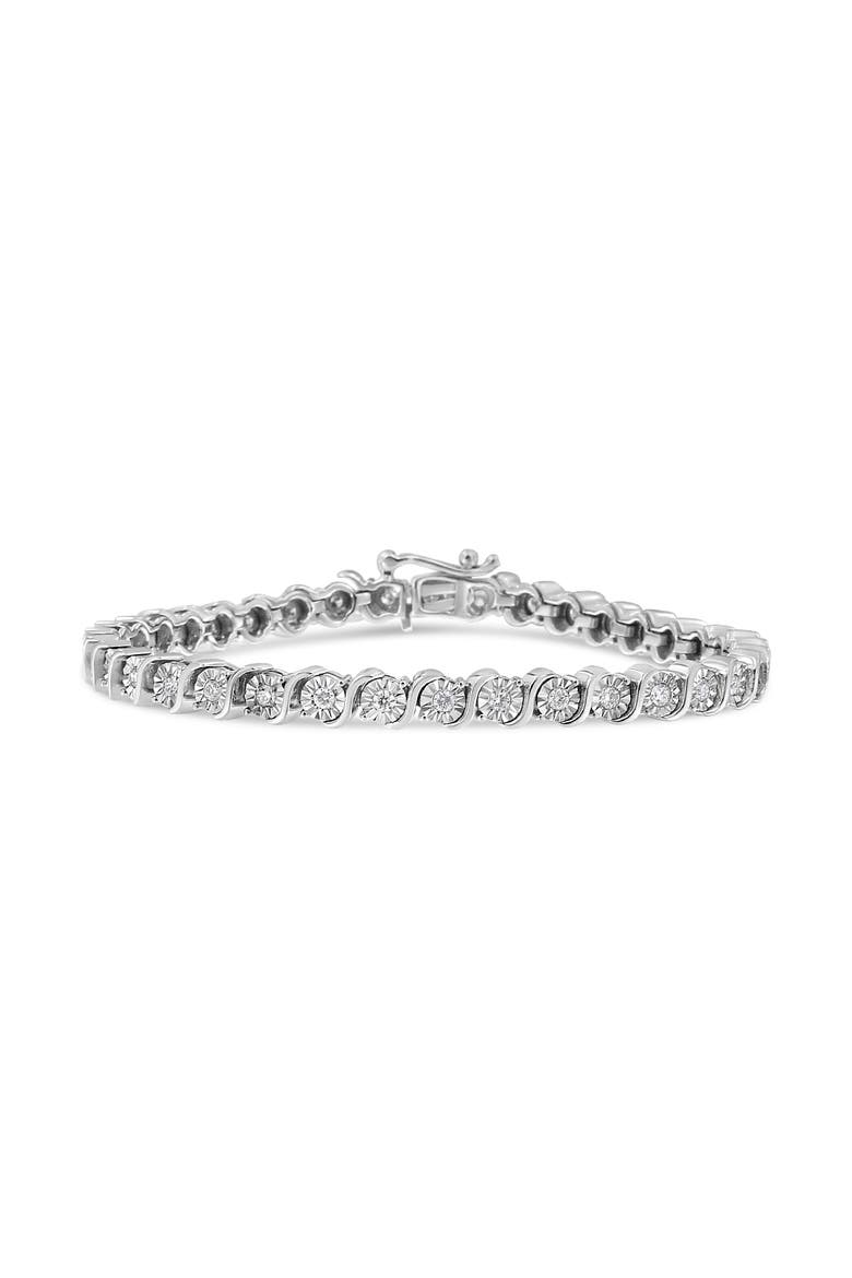 14K White Gold 1.00 Cttw Lab Grown Diamond "S" Link Tennis Bracelet, Main, color, White
