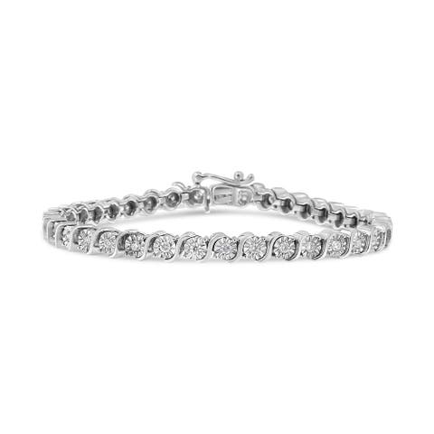 14K White Gold 1.00 Cttw Lab Grown Diamond "S" Link Tennis Bracelet