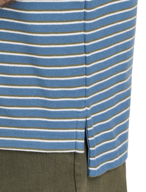 Harbor Bay By Dxl Big & Tall Bi-color Striped Polo Shirt In Blue