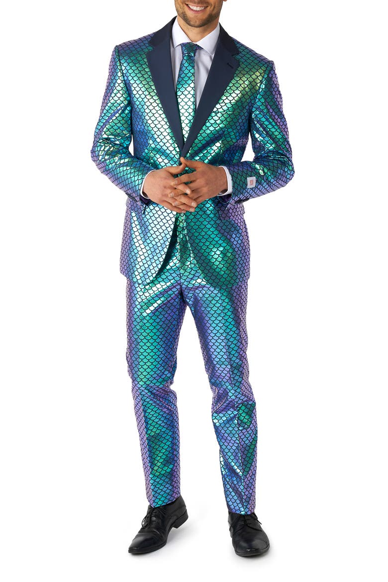 Fancy Fish Two Button Notch Lapel Suit, Main, color, BLUE