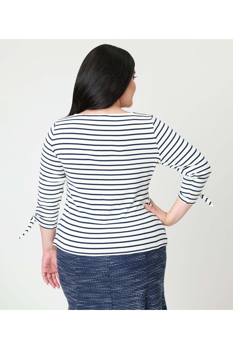 Plus Size Gracie Top, Alternate, color, Navy & White Stripe