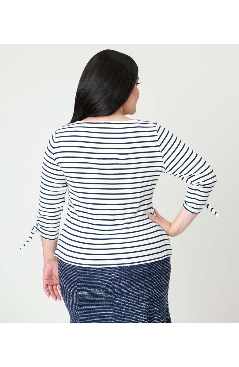 Unique Vintage Plus Size Gracie Top, Alternate, color, Navy & White Stripe