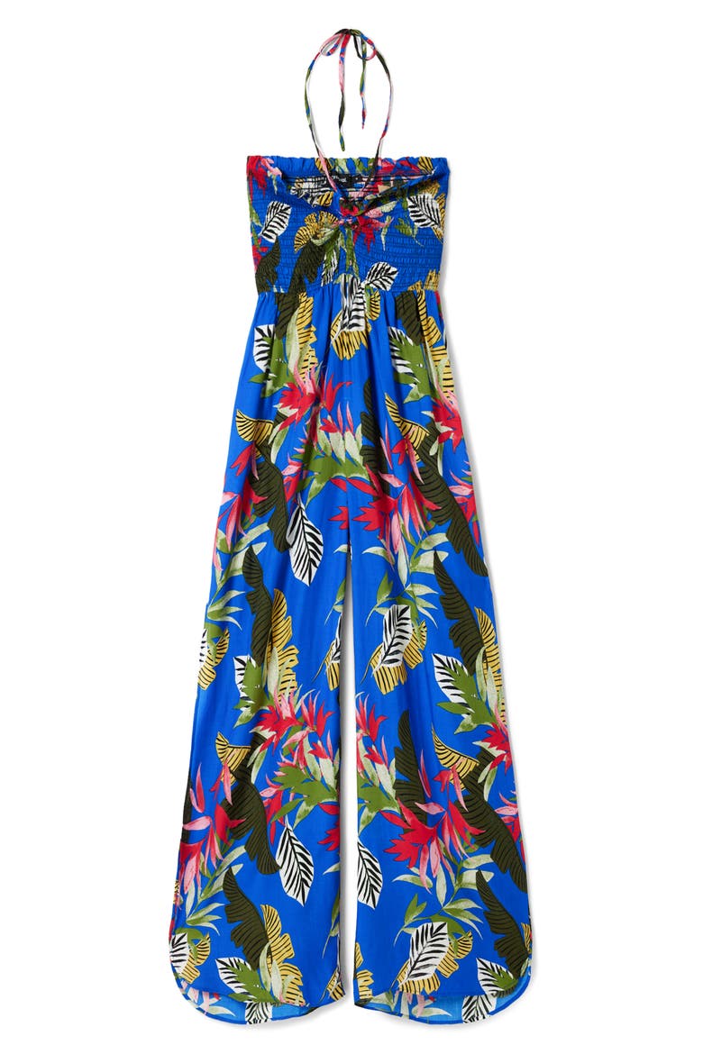 Tropical Halter Neck Jumpsuit, Alternate, color, BLUE