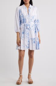 CeCe Tie Waist Ruffle Hem Long Sleeve Dress