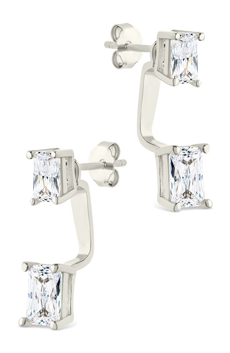 Sterling Forever Cubic Zirconia Front/Back Drop Earrings, Alternate, color, Silver