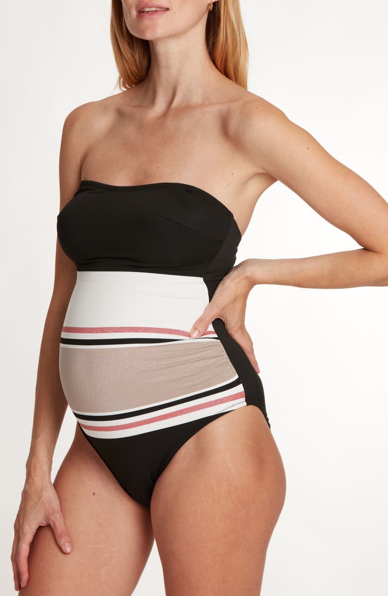 Cache Coeur Riviera Maternity swimsuit, Main, color, Black
